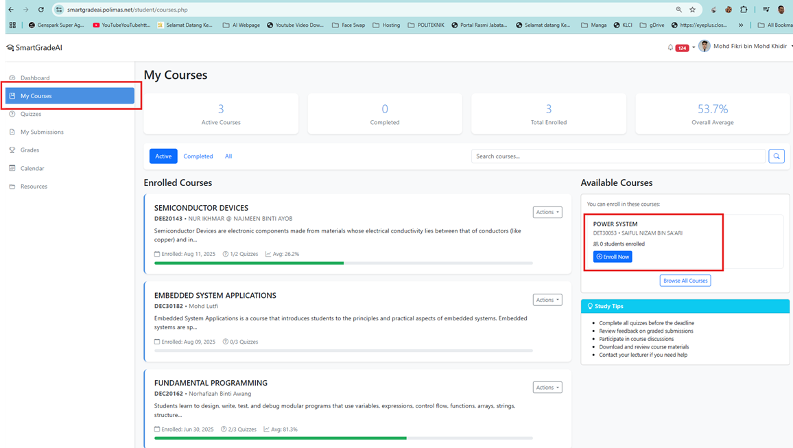 SmartGrade AI Course Dashboard